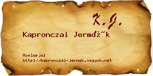 Kapronczai Jermák névjegykártya